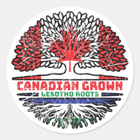 Lesotho Canadian Canada Tree Roots Flag Runder Aufkleber (Vorderseite)