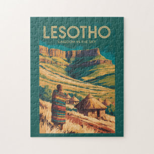 Lesotho Drakensberg Illustration Reise Kunst Retro Puzzle