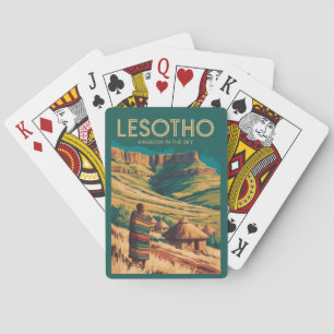 Lesotho Drakensberg Illustration Reise Kunst Retro Spielkarten