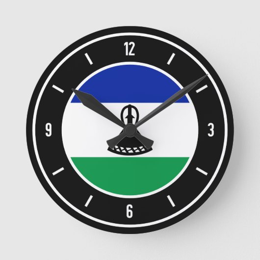Lesotho Flag Elegant Runde Wanduhr (Vorderseite)