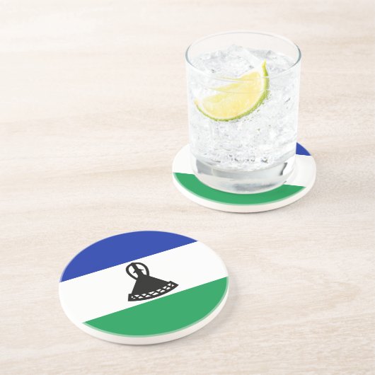 Lesotho Flag Getränkeuntersetzer (Seite)