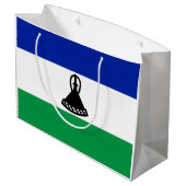 Lesotho Flag Große Geschenktüte (Rückseite Schrägansicht)