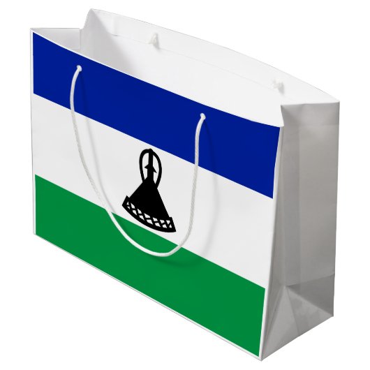 Lesotho Flag Große Geschenktüte (Rückseite Schrägansicht)