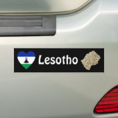 Lesotho Flag Herz + Karte Autoaufkleber (Auf Auto)