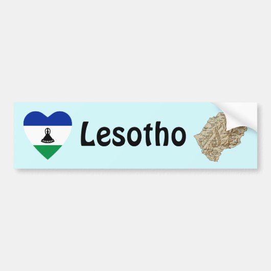 Lesotho Flag Herz + Karte Autoaufkleber (Vorne)