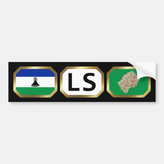 Lesotho Flag Map Code Autoaufkleber (Vorne)