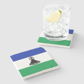 Lesotho Flag Steinuntersetzer (Seitenansicht)