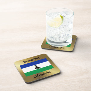 Lesotho Flag+Text Untersetzer