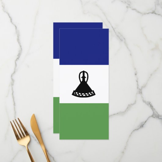 Lesotho-Flagge Menükarte (Vorderseite/Rückseite Beispiel)