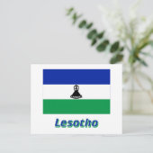 Lesotho-Flagge mit Name Postkarte (Stehend Vorderseite)