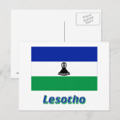 Lesotho-Flagge mit Name Postkarte (Vorne/Hinten)