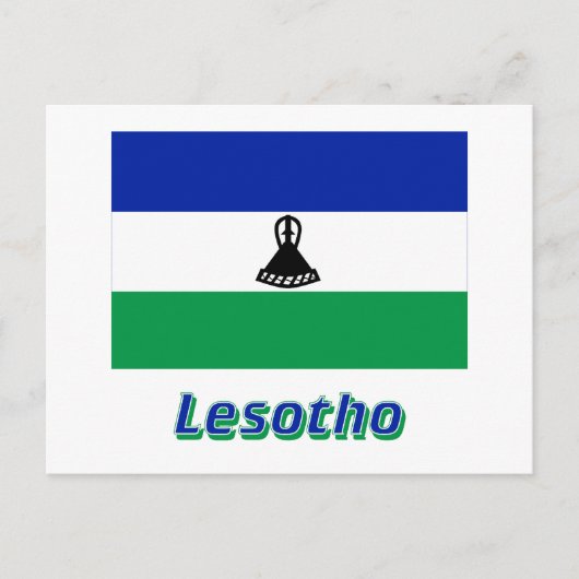 Lesotho-Flagge mit Name Postkarte (Vorderseite)