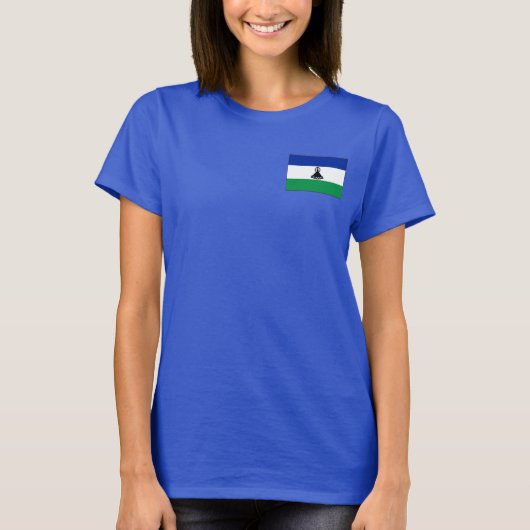 Lesotho-Flagge und Kartenleser-T - Shirt (Vorderseite)