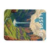 Lesotho Illustration Reise Kunst Vintage Magnet (Horizontal)