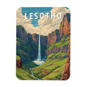 Lesotho Illustration Reise Kunst Vintage Magnet