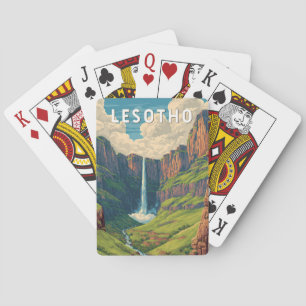 Lesotho Illustration Reise Kunst Vintage Spielkarten