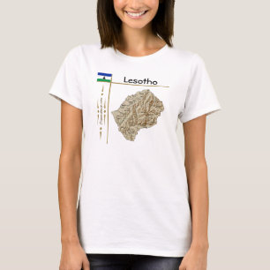 Lesotho Karte + Flagge + Titel T-Shirt