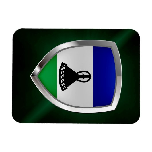 Lesotho Metallic Emblem Magnet (Horizontal)