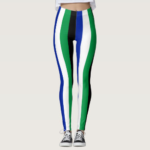 Lesotho National Flag Colors Vertikal gestreift Leggings