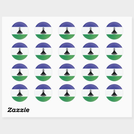 Lesotho Round Icon Flag Runder Aufkleber (Blatt)