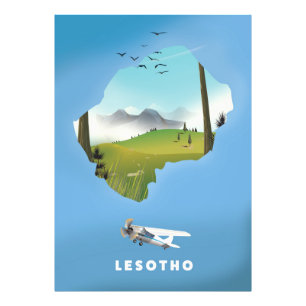 Lesotho Südafrika Ski Plakat Fotodruck