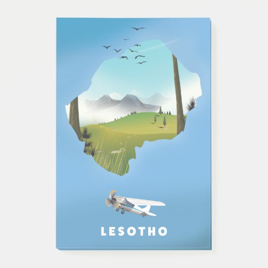 Lesotho Südafrika Ski-Plakat Post-it Klebezettel (Vorderseite)