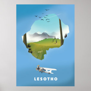 Lesotho Südafrika Ski-Plakat Poster