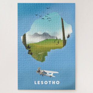 Lesotho Südafrika Ski-Plakat Puzzle