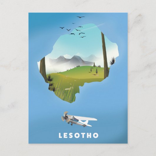 Lesotho Südafrika Skipposter Postkarte (Vorderseite)