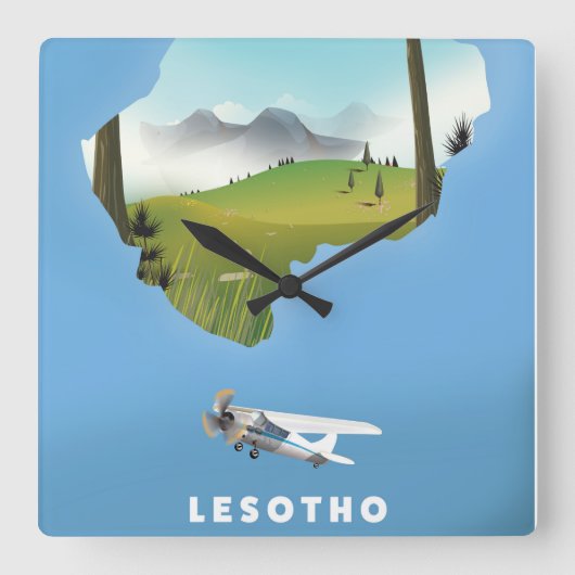 Lesotho Südafrika Skipposter Quadratische Wanduhr (Vorderseite)