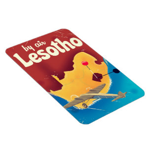 Lesotho Vintage Reiseplakat Magnet