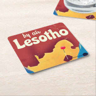 Lesotho Vintage Reiseplakat Rechteckiger Pappuntersetzer