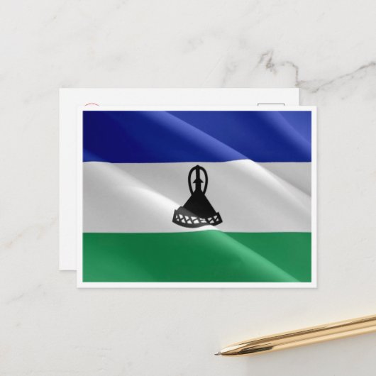 Lesotho - Waving Flag - Postkarte (Vorderseite/Rückseite Beispiel)