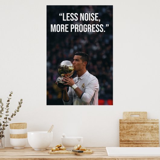 Less Noise More Progress Motivation Poster (Küche)