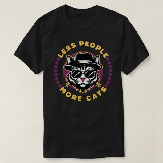Less People More Cats Introvert Sarcastic T-Shirt (Design vorne)