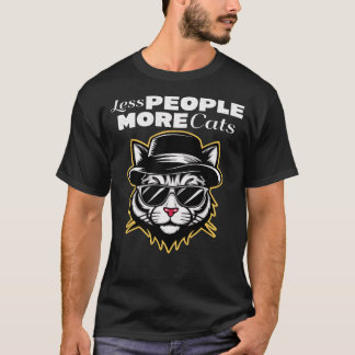 Less People More Cats Typography Funny Sarcastic T-Shirt