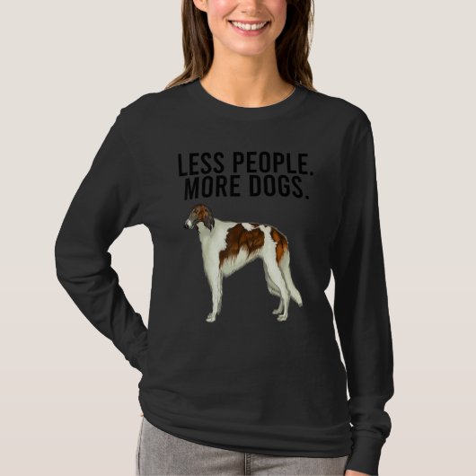 Less People More Dogs Borzoi Introvert T-Shirt (Vorderseite)