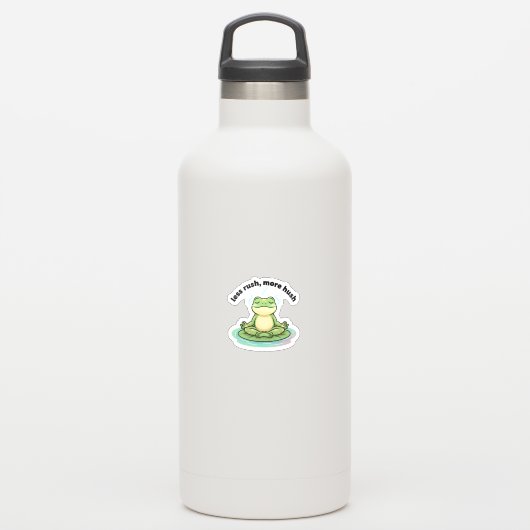 Less Rush More Hush Sticker – Calm Frog Meditation (Wasserflasche)