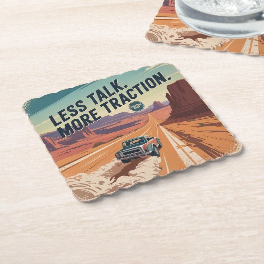 Less Talk. More Traction Untersetzer (angewinkelt)