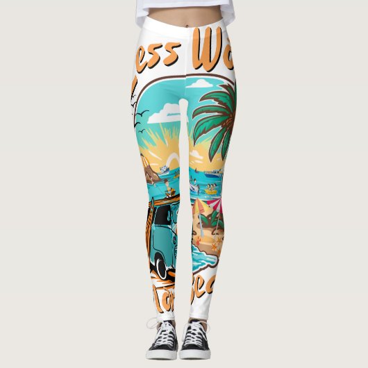 Less Work More Beach for Summer Vacation Leggings (Vorderseite)