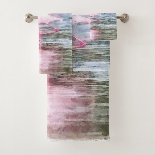 Lesser Flamingo Watercolor Badhandtuch Set (Insitu)