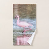 Lesser Flamingo Watercolor Badhandtuch Set (Handtuch)