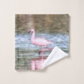 Lesser Flamingo Watercolor Badhandtuch Set (Waschlappen)