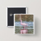 Lesser Flamingo Watercolor Button (Vorne & Hinten)