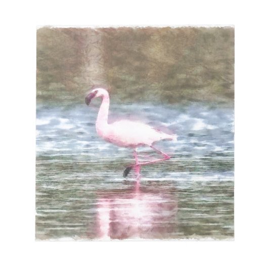Lesser Flamingo Watercolor Notizblock (Vorderseite)