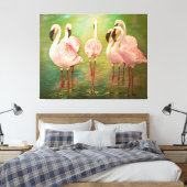 Lesser flamingos painting Art Leinwanddruck (Insitu (Schlafzimmer))