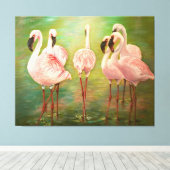 Lesser flamingos painting Art Leinwanddruck (Insitu (Holzboden))