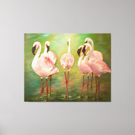 Lesser flamingos painting Art Leinwanddruck