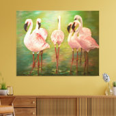 Lesser flamingos painting Art Leinwanddruck (Insitu (Wohnzimmer))