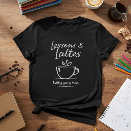 Lessons & Lattes Teacher Design — Coffee Teacher T-Shirt